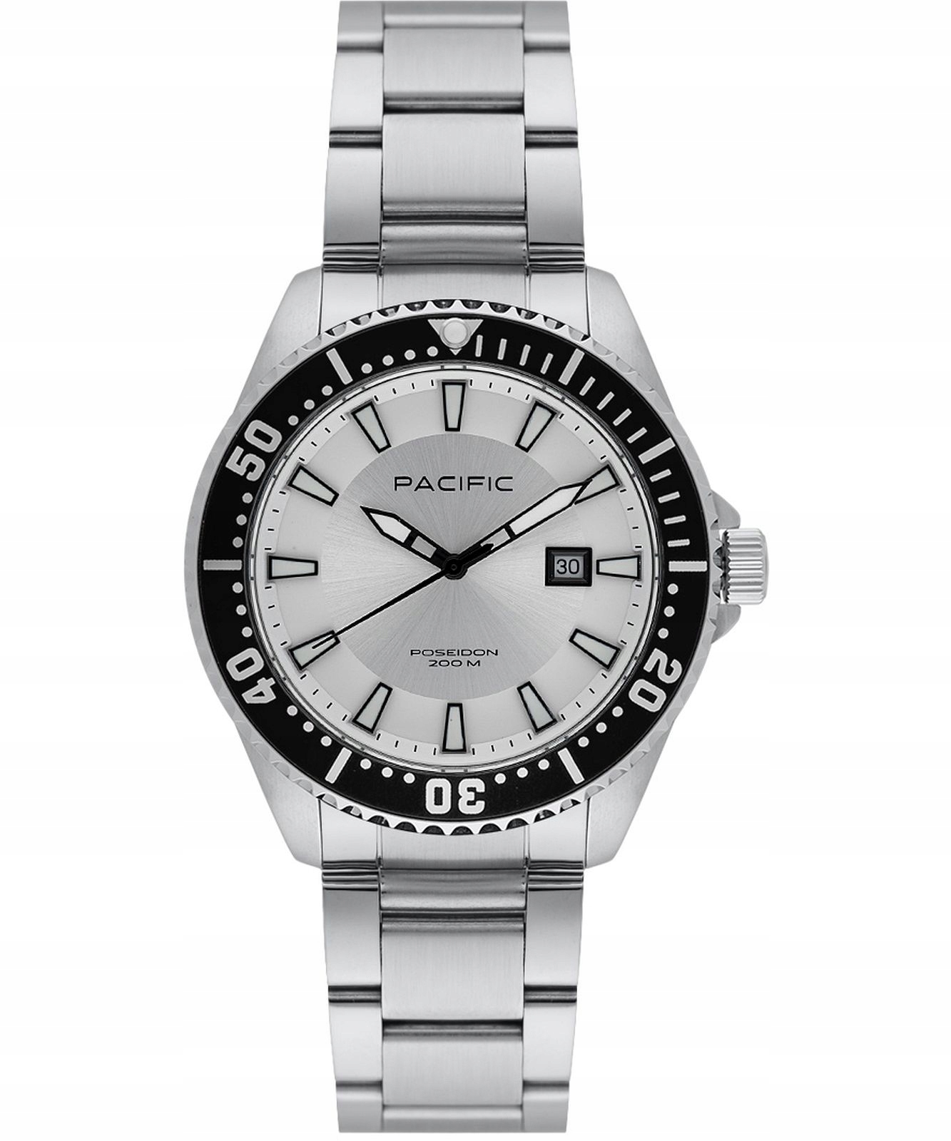 Pacific Poseidon SMPB-2001-06 stříbrné vodotěsné hodinky 200M