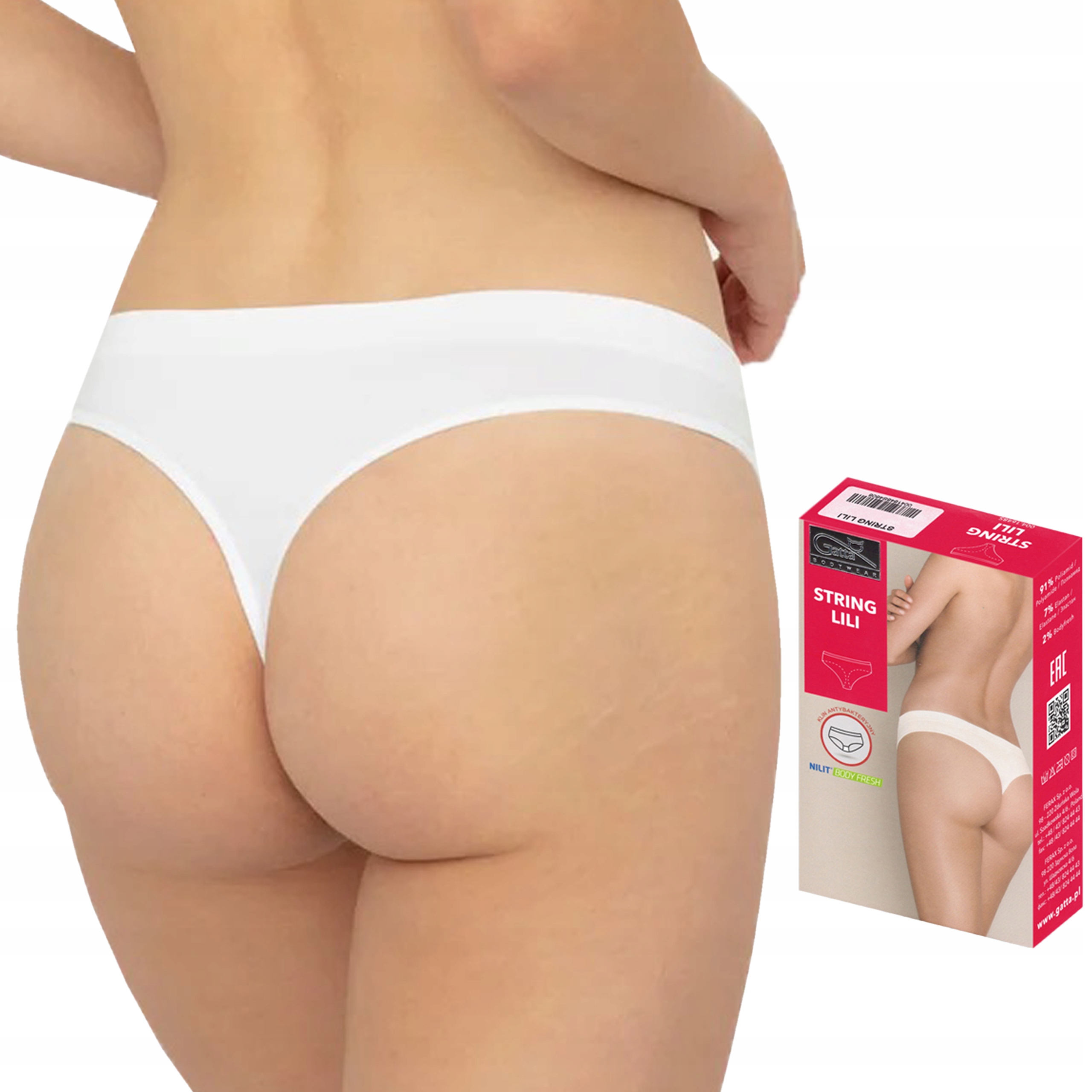 Stringi Gatta Lili String, bezszwowe, białe, S