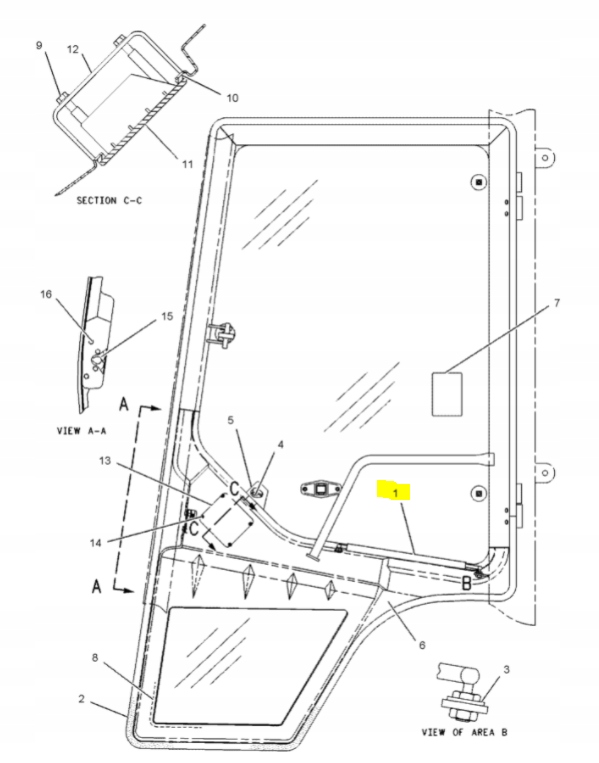 SILOWNIK GAZOWY DRZWI KABINY CAT 159 4269 Machine brand Caterpillar Cat