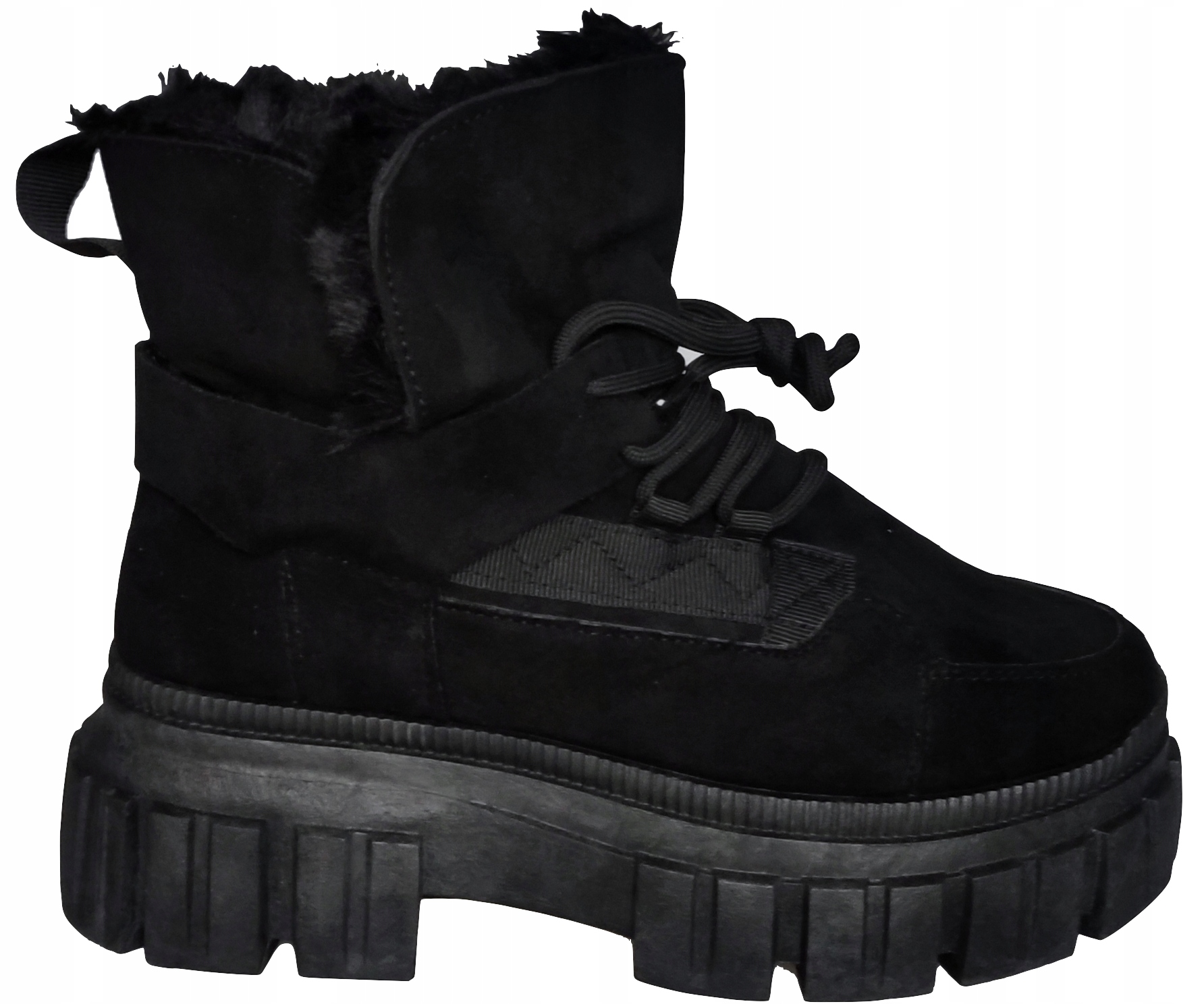 

Botki Damskie zimowe Ocieplane trapery Czarne 37