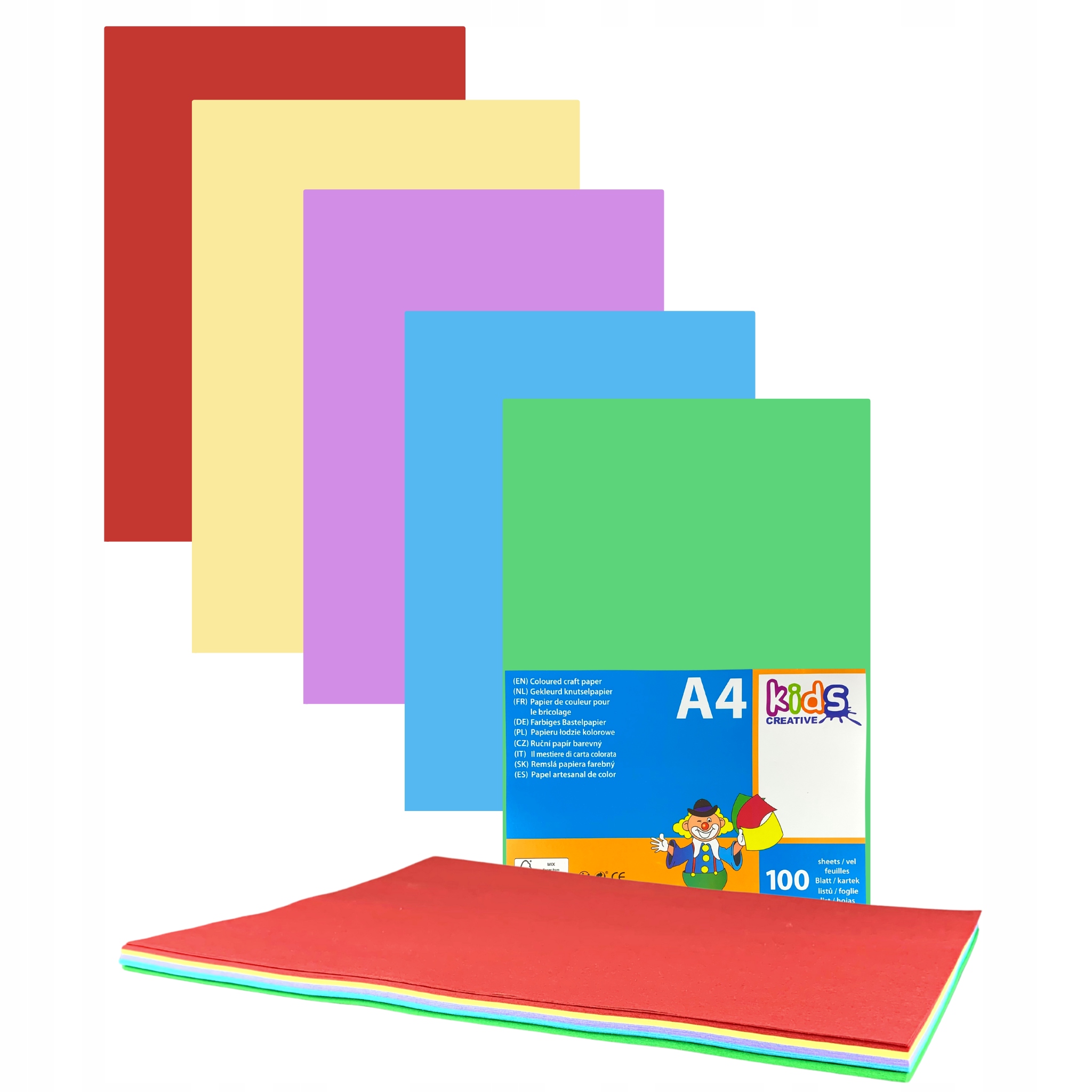 

Papier Kolorowy 100 Kartek A4 80gsm Dla Dzieci