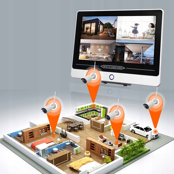 KOMPLETNY ZESTAW MONITORINGU WIFI 4 KAMER FULL HD Kod producenta IIIIIII