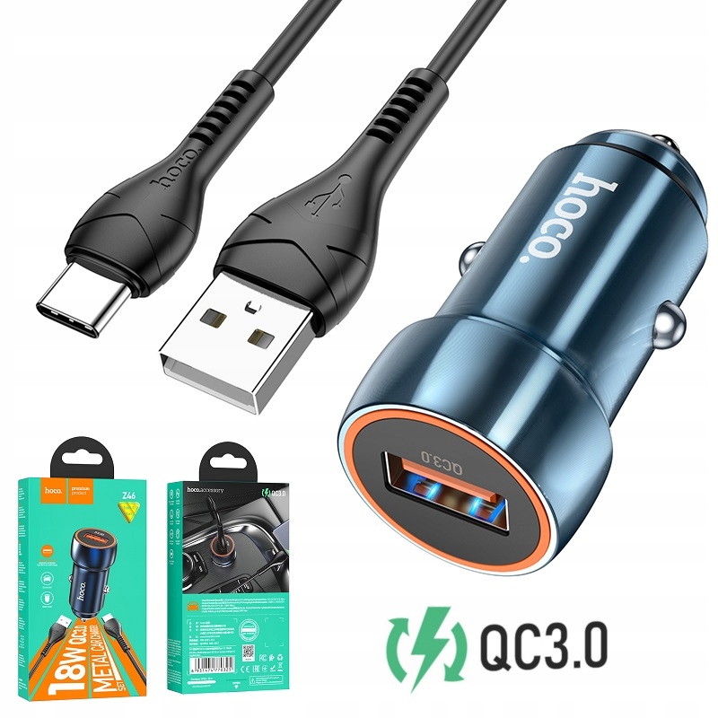 

hoco Z46 Ładowarka QC3.0 3A 18W kabel Usb Typ C