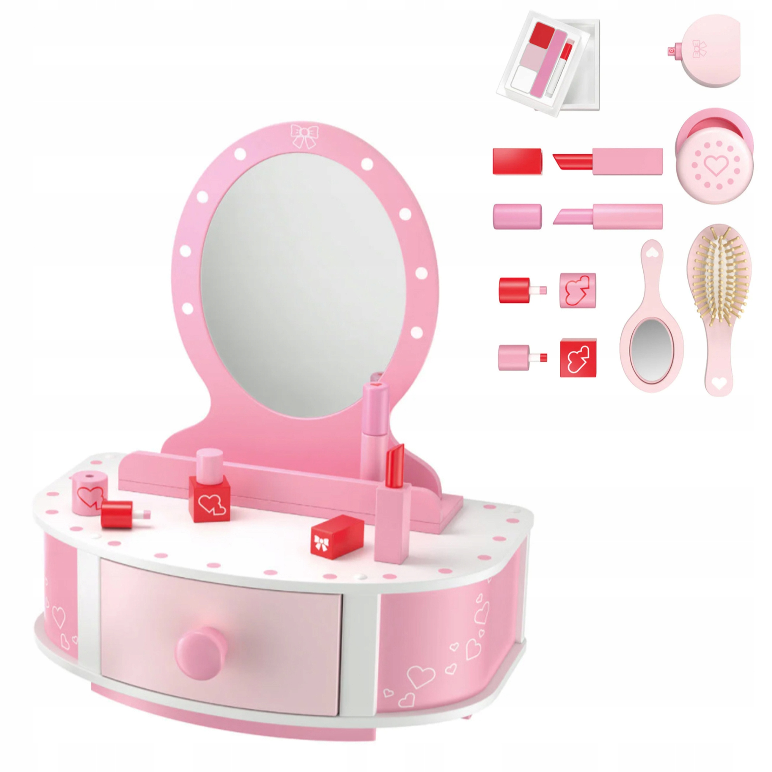 Toaletka z lustro dla dzieci akcesoria make-up Drewno