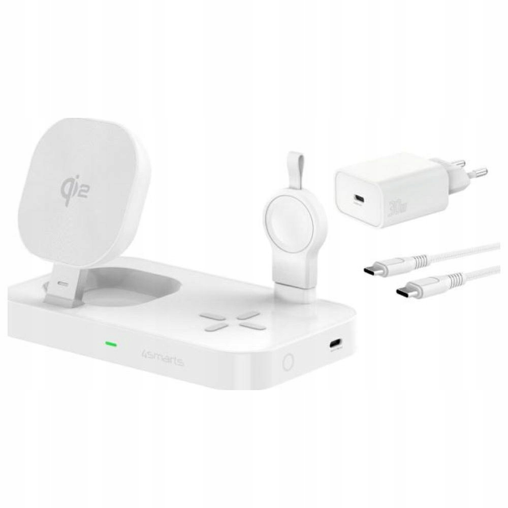 Síťová nabíječka 4smarts Qi2 Trident pro Galaxy Watch, bílá