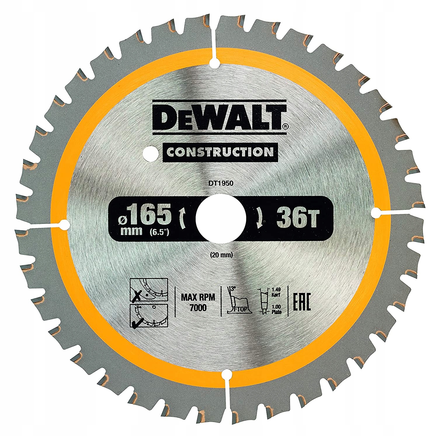 

Piła Tarczowa 165/20MM 36 Zębów DT1950 Dewalt