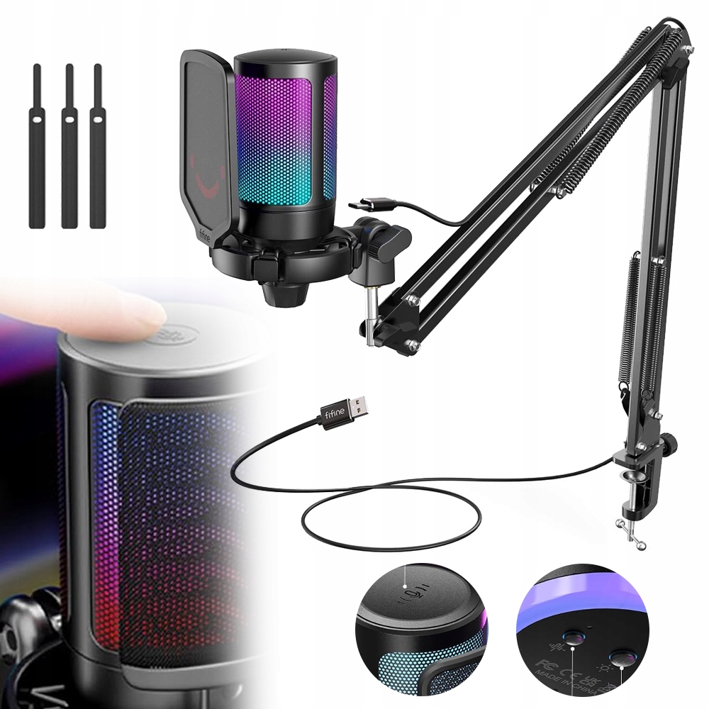 Sada Rgb herních mikrofonů Herní mikrofon Kapacitní studiový