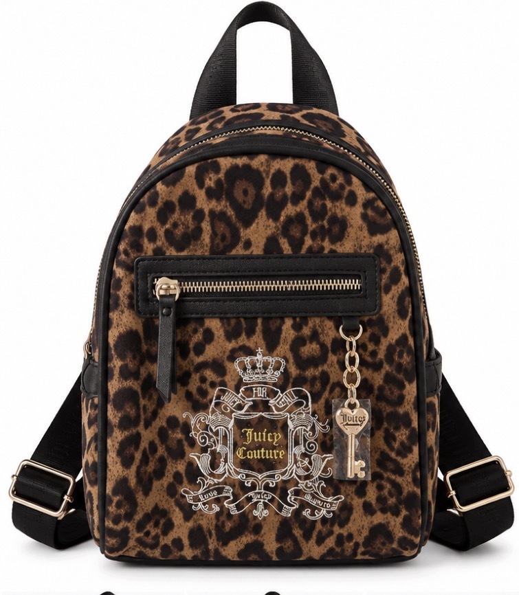 Juicy Couture Batoh Panterka Leopard Mini Hnědá Y2K Zlaté Logo