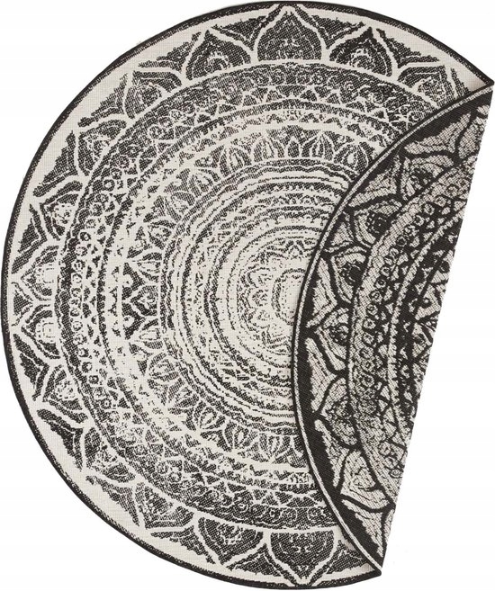 Koberec kulatý na terasu 140 Cm vnější vnitřní, oboustranný provázkový