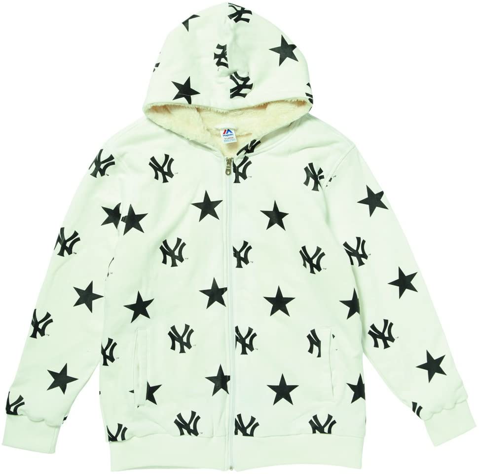 Bílá mikina s medvídkem New York Yankees Majestic L