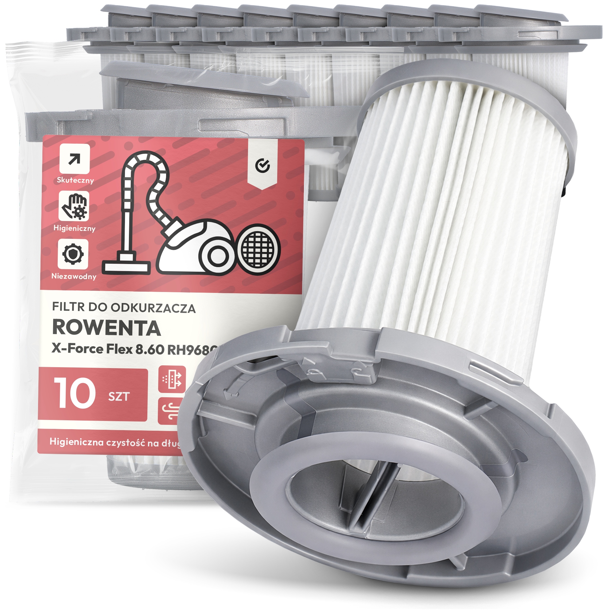 10 x Filtr Pro Vysavač Rowenta X-Force Flex 8.60 RH9680WO Em-w