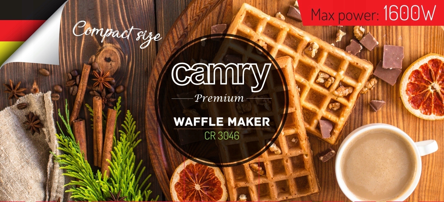 GOFROWNICA METALOWA CAMRY CR 3046 1600W Z REGULACJĄ 2 GOFRY XL Liczba gofrów 2