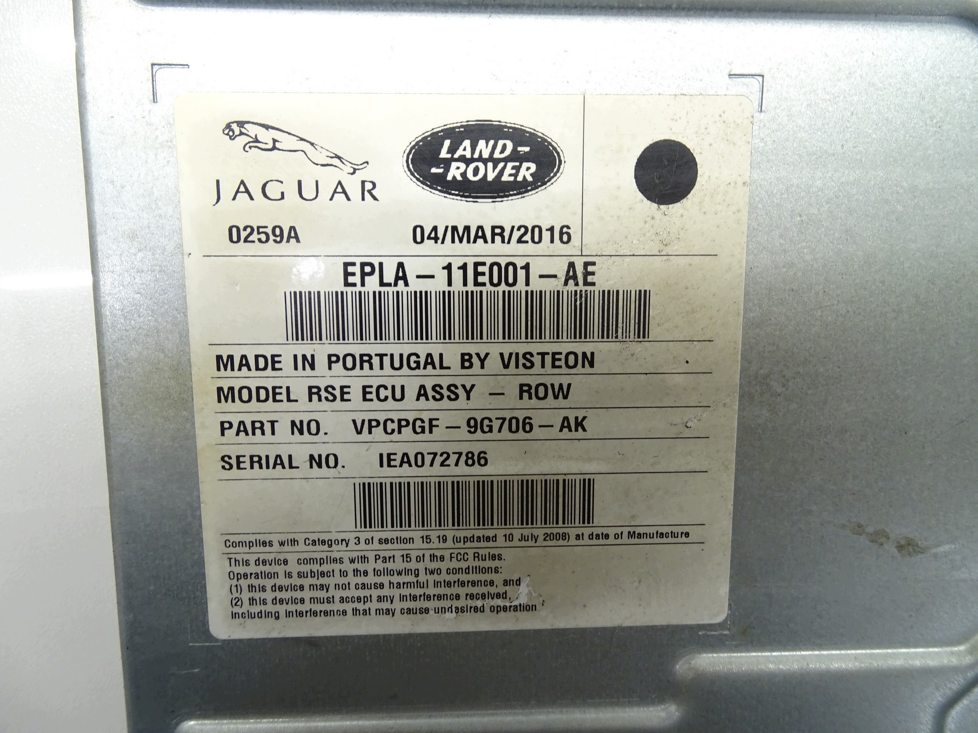control unit comfort control unit JAGUAR LAND ROVER DISCOVERY IV EPLA-11E001-AE