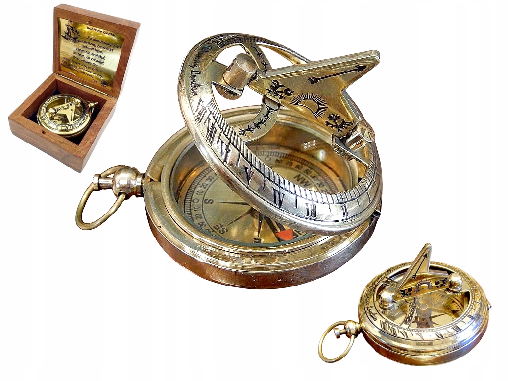 Kompas Sluneční Hodiny Originální Nápad Pro Dědečka Námořníka Gravírování Bonus