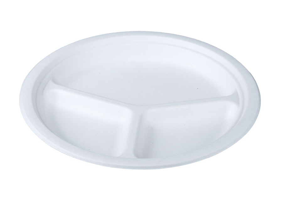 

Trójdzielne talerze z trzciny cukrowej 23cm 50szt