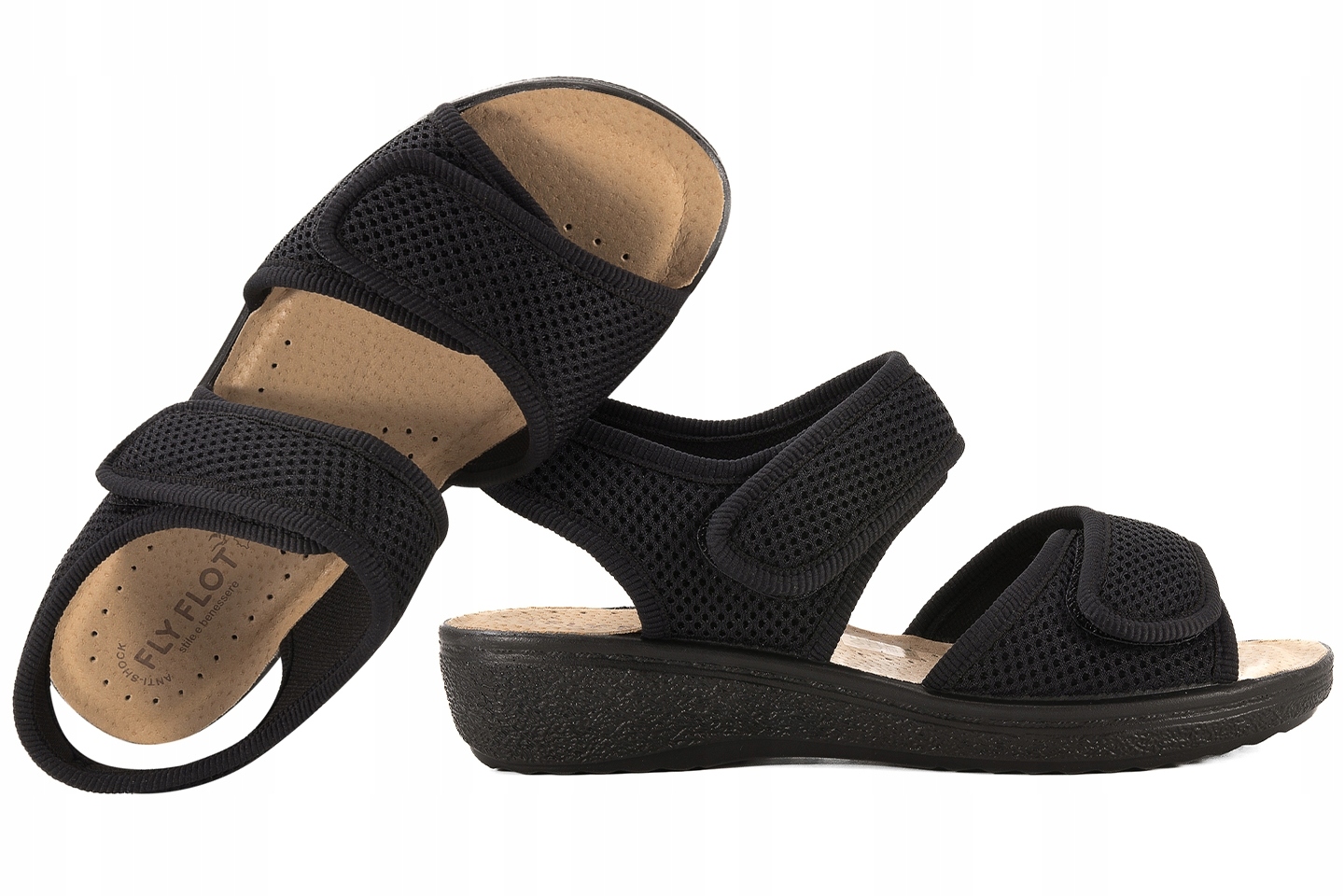 Fly Flot 55H72FE Dámské Textilní Sandály Se Suchým Zipem Pu 38 Černá