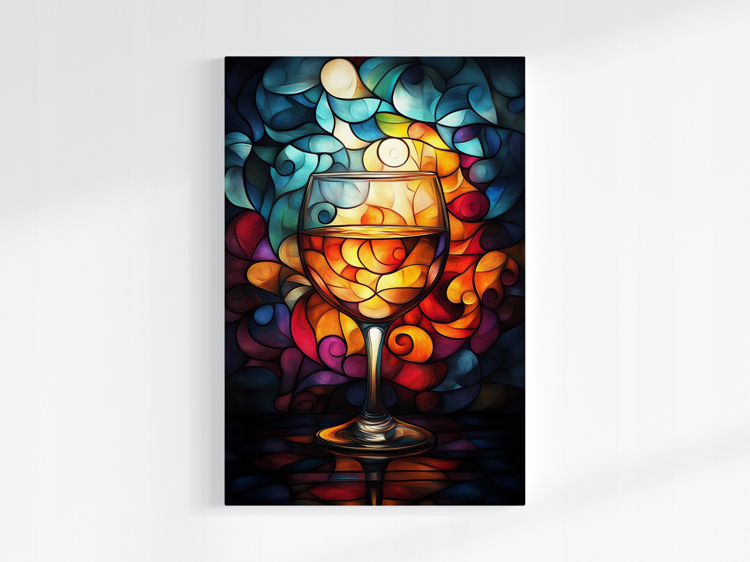 Obraz Na Plátně Canvas Barevný Vitráž Sklo Mozaika Víno Sklenička 80x120