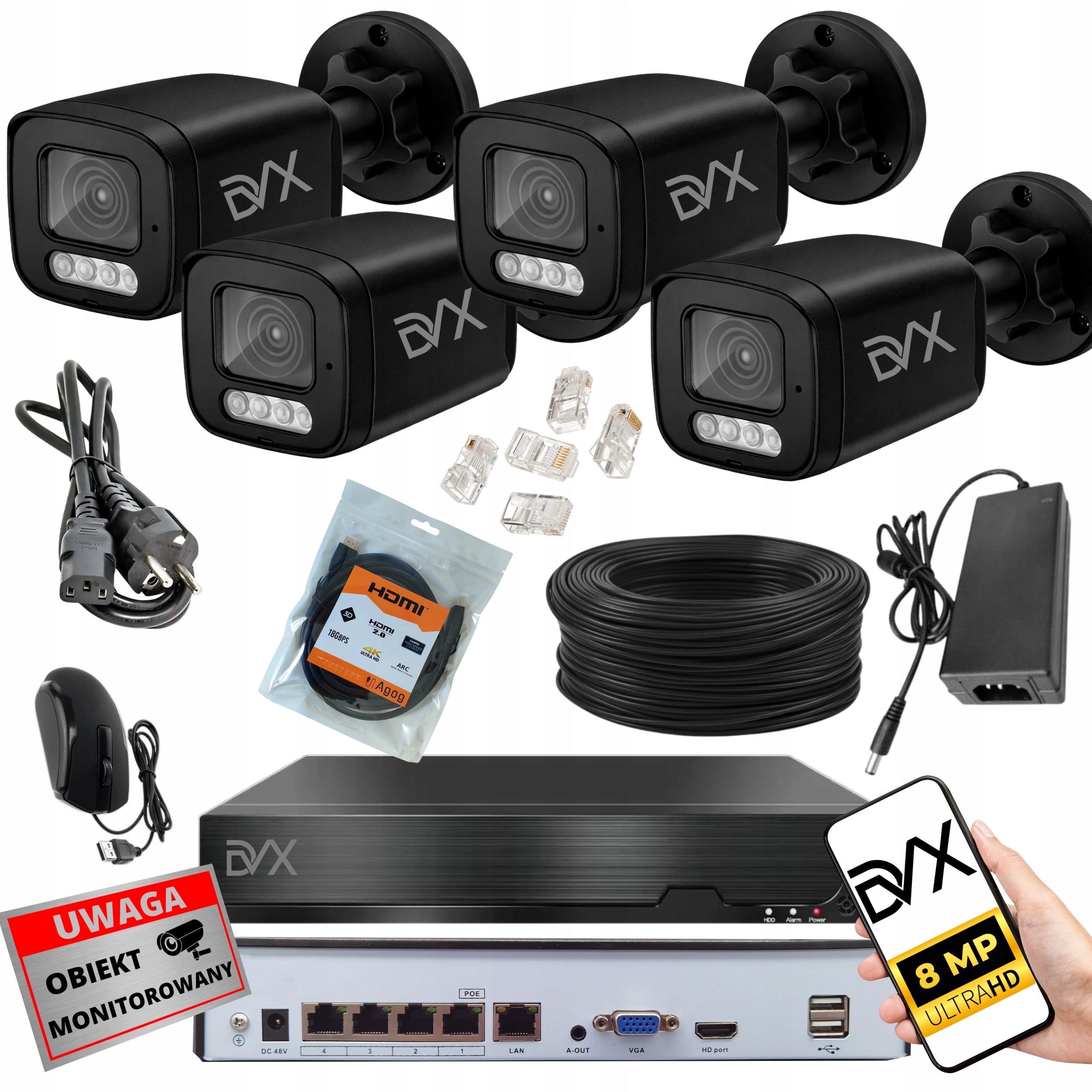 Sada Kamier x4 PT8LB Monitorovanie Ip Poe 8MP 4K Uhd Rekordér P4CH Nvr