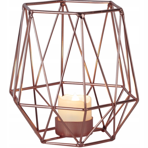 Lampion latarnia świecznik LED miedź TIMER