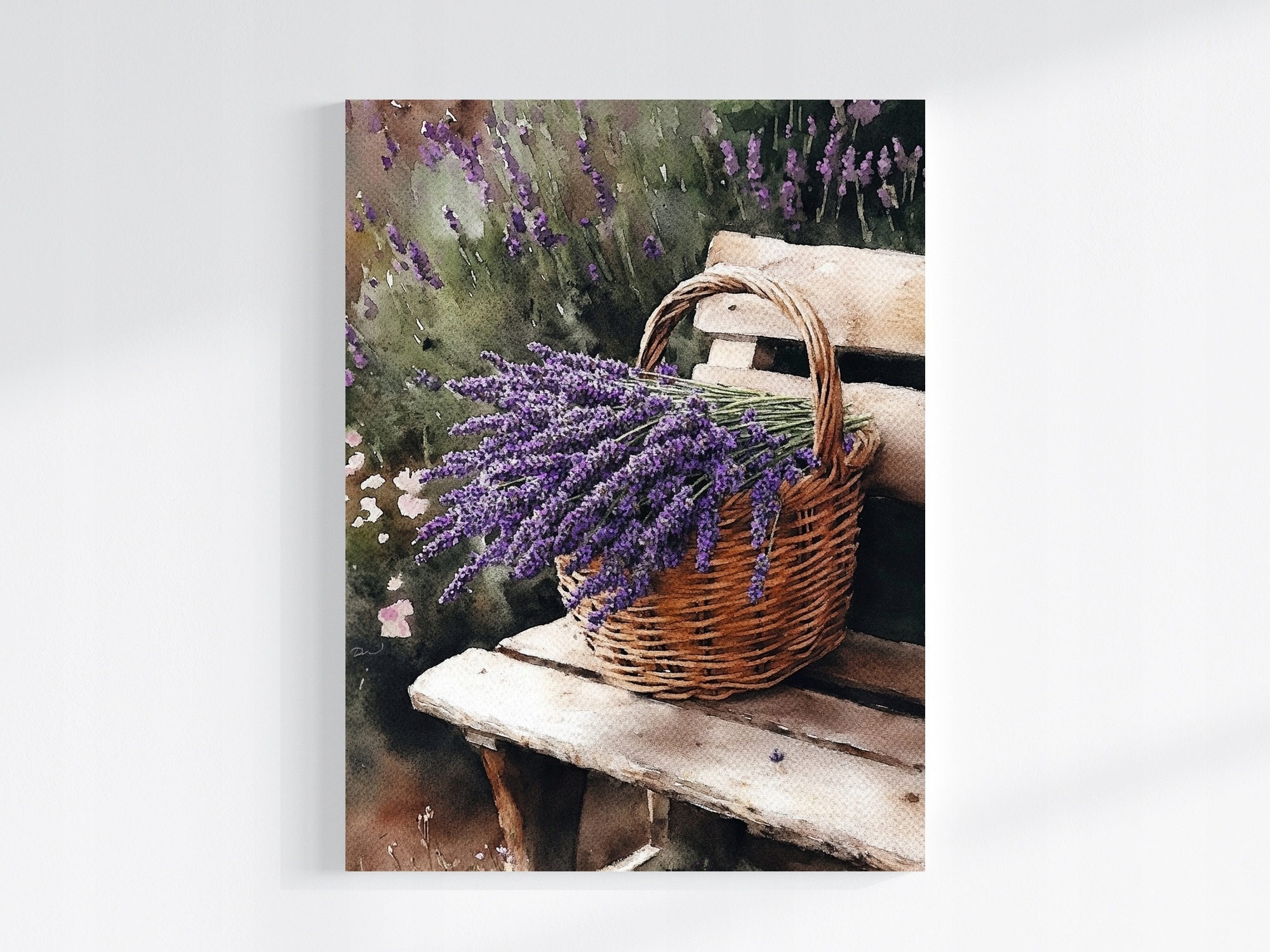 Obraz Na Plátně Canvas Zahrada Lavička Léto Koš Květiny Levandule Kytice 75x100