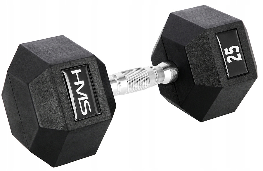 Ocelová činka Hantelka s gumovým závažím Závaží 25 kg Hms