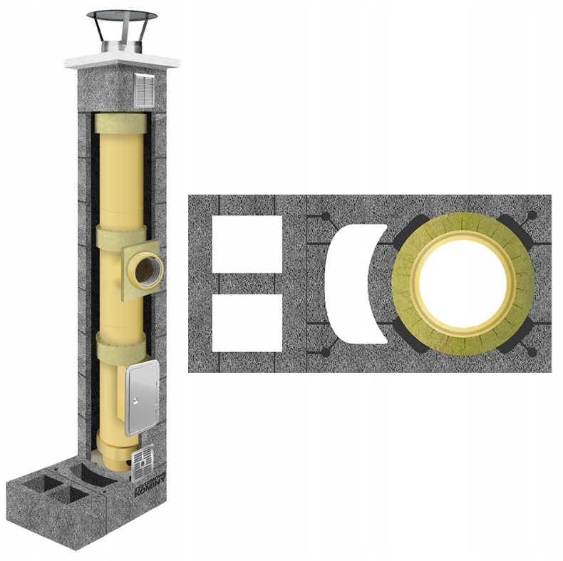 Keramický komínový systém fi 160 8 m, kompletní sada 36 x 74 cm