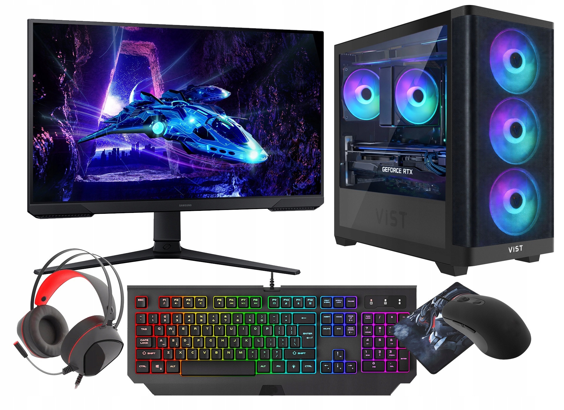 Herní Pc sestava Rgb Ryzen 7 5700X Rtx 4060 32GB Ssd 1TB Wifi W11 24" Dlss 3