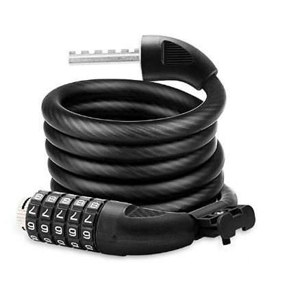 SOLIDNE ZAPIĘCIE DO ROWERU SZYFROWE 5 CYFR 1,2M Model SNBZR-01