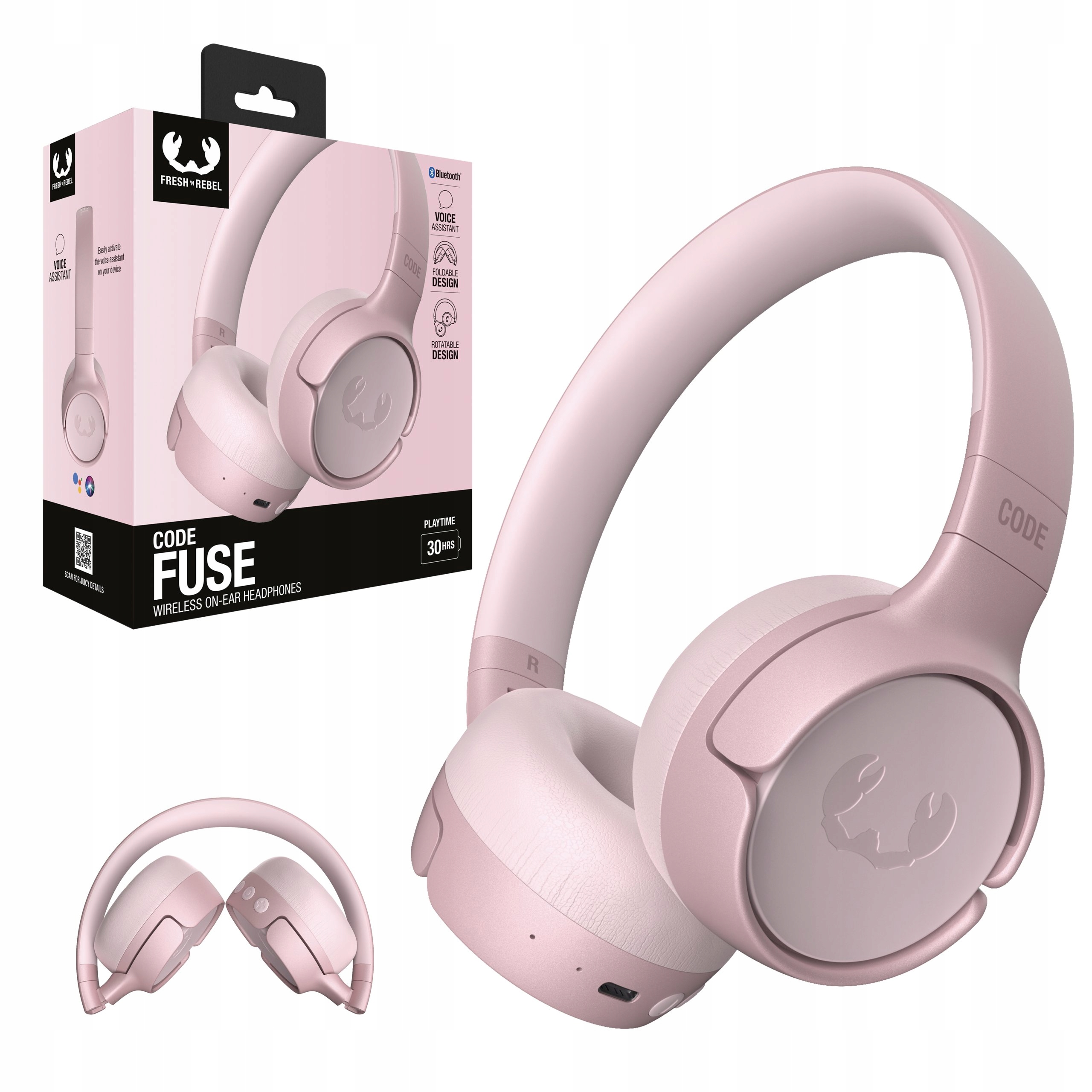 Fresh 'n Rebel Słuchawki Bezprzewodowe Bt Nauszne Code Fuse Pastel Pink