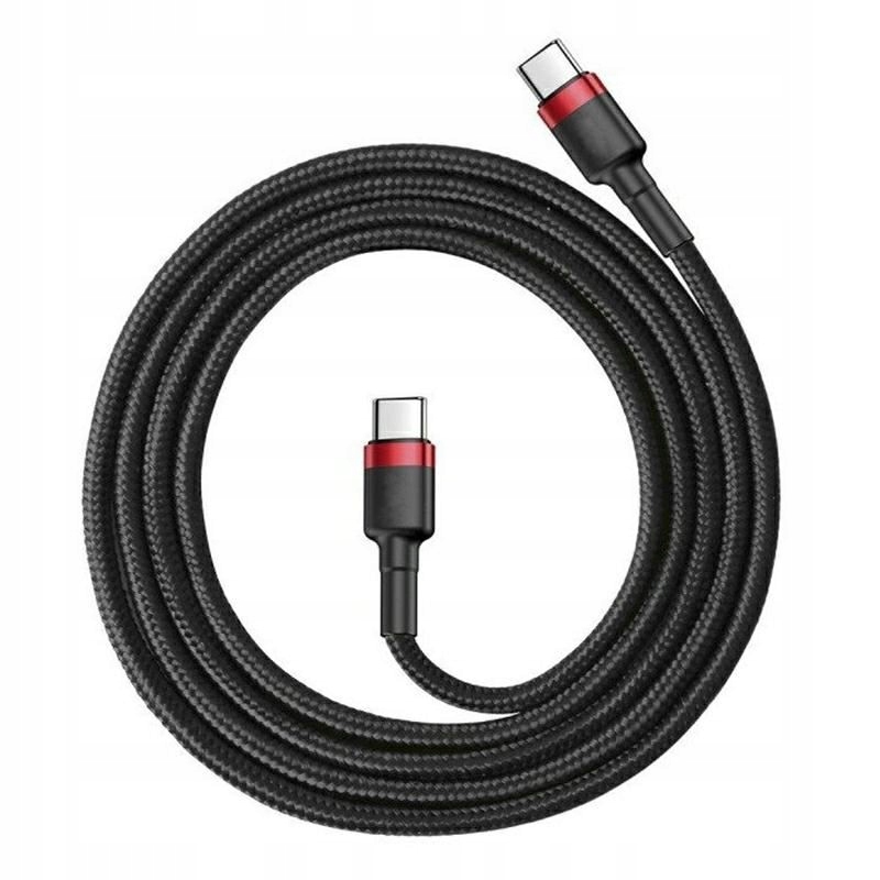 Kabel USB TYP C USBC USB TYP C USBC 1m czarny 60W Nylon HQ Power Delivery Stan opakowania oryginalne