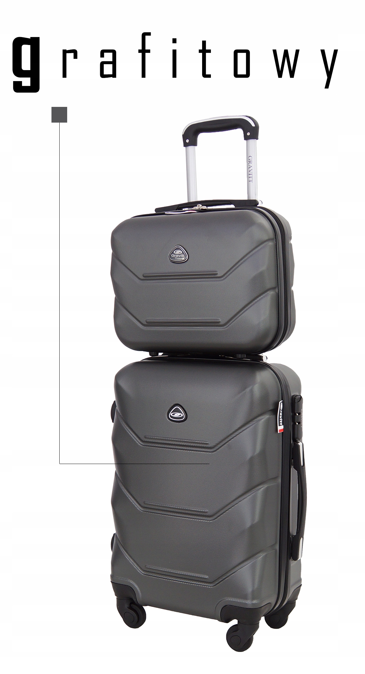 WALIZKA KABINOWA ZESTAW MAŁA + KUFEREK BAGAŻ 950 Marka Gravitt