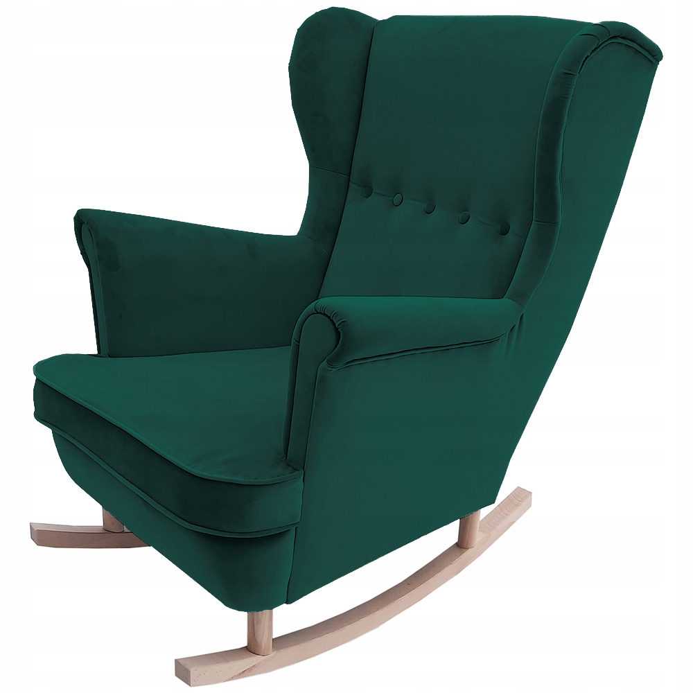 

Zielony Fotel Bujany Uszak z Poduszką