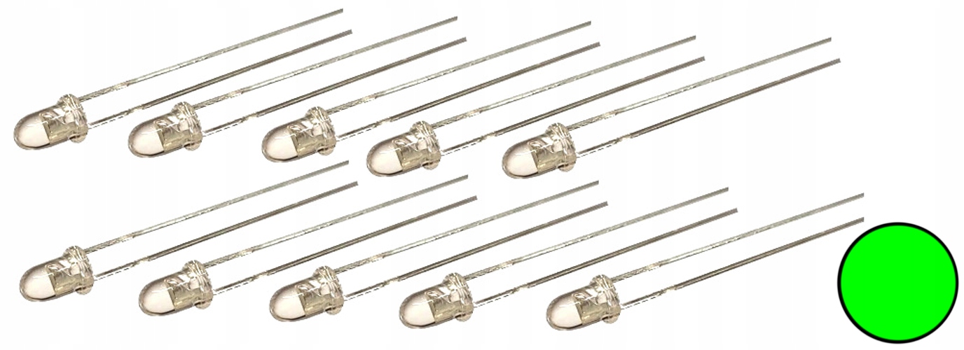 

Dioda Zielona 3MM 12V Led Podświetlenie Rezystor