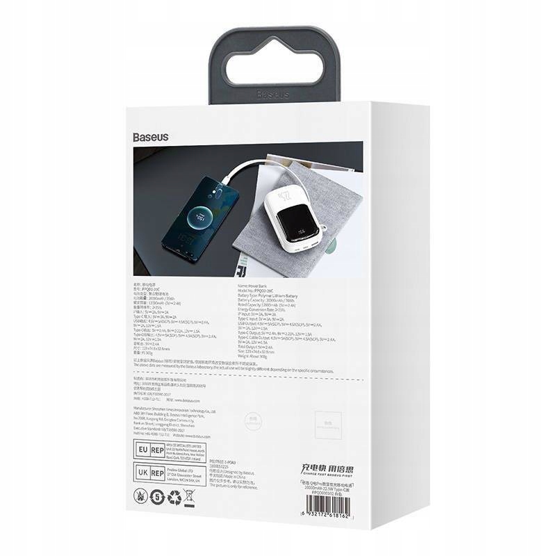 Powerbank Baseus Qpow 20000mAh, 22.5W Złącza Lightning USB typ A USB typ C