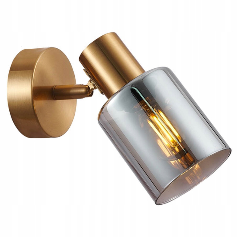 Reflektor mosiężny kinkiet plafon szare szkło nowoczesny 1P Santia Italux