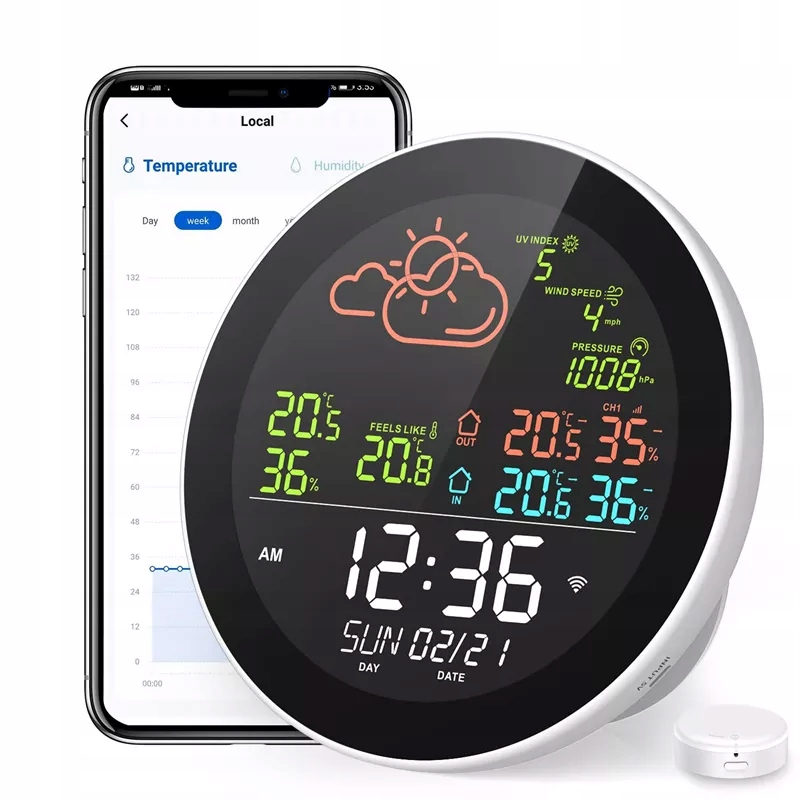 Inteligentná Wifi Meteorologická Stanica Tuya Smart 3 Detektory