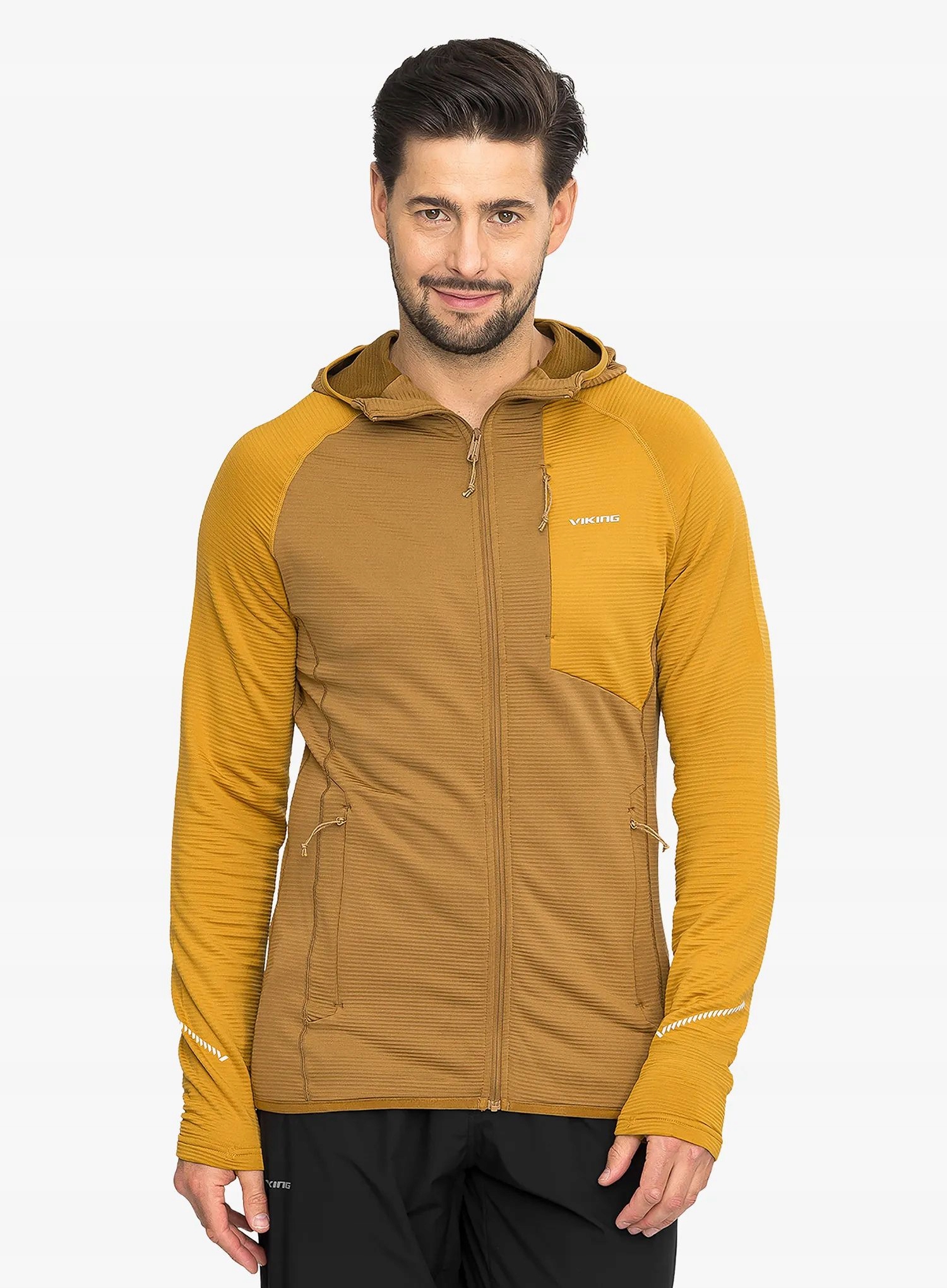 Mikina s kapucí Viking Birger Hoodie světle hnědá/žlutá M