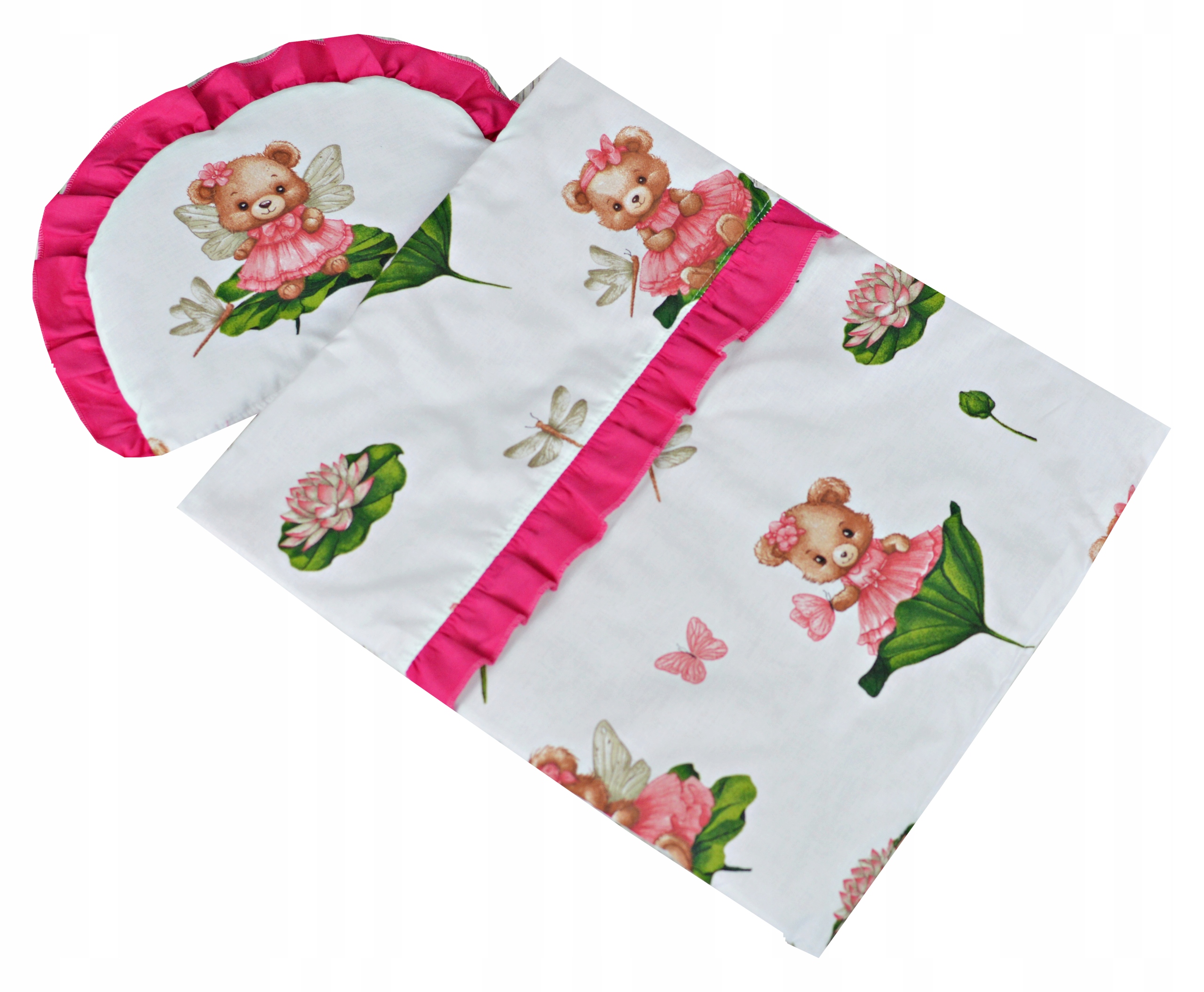 POŚCIEL DO WÓZKA DLA LALEK BAWEŁNA KOŁDERKA PODUSIA DO ŁÓŻECZKA GUMIŚ