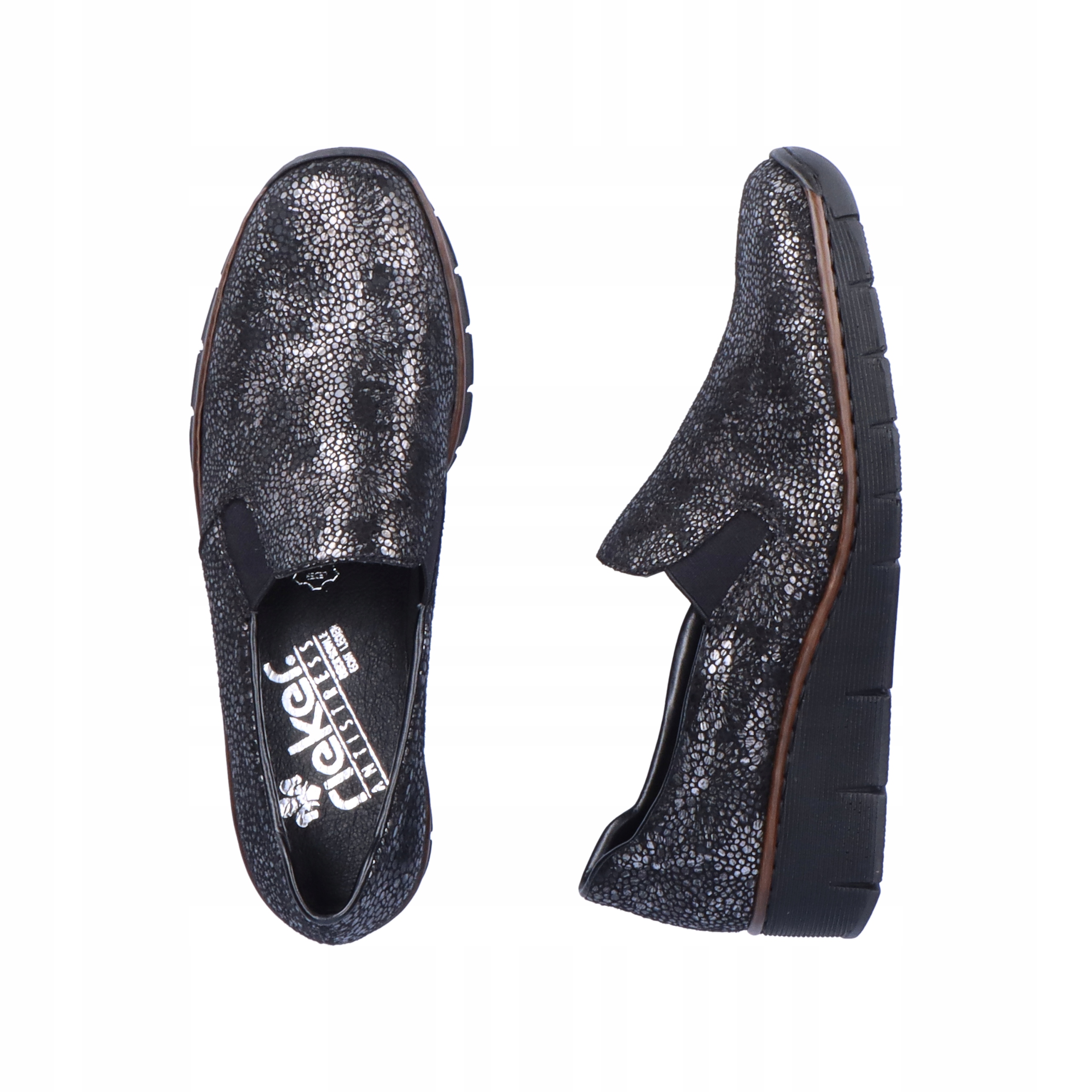 RIEKER buty, półbuty, czarne damskie 53766 Rozmiar 36