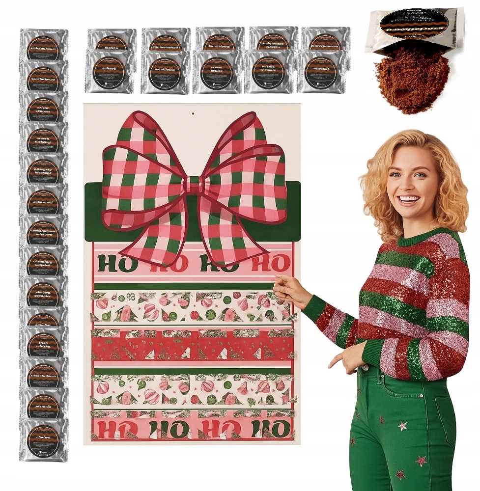 Adventní Kalendář XXL s mletou kávou v sáčcích 24 různých příchutí Premium