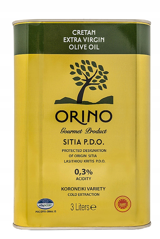 P.d.o. Sitia Orino 0,3% grecka oliwa 100% Koroneiki 3L