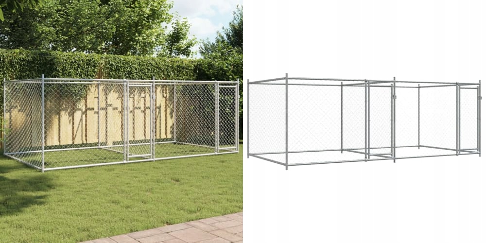 Šedá, Klec pro psa 4x2x1, ocel, s dveřmi, 5 m