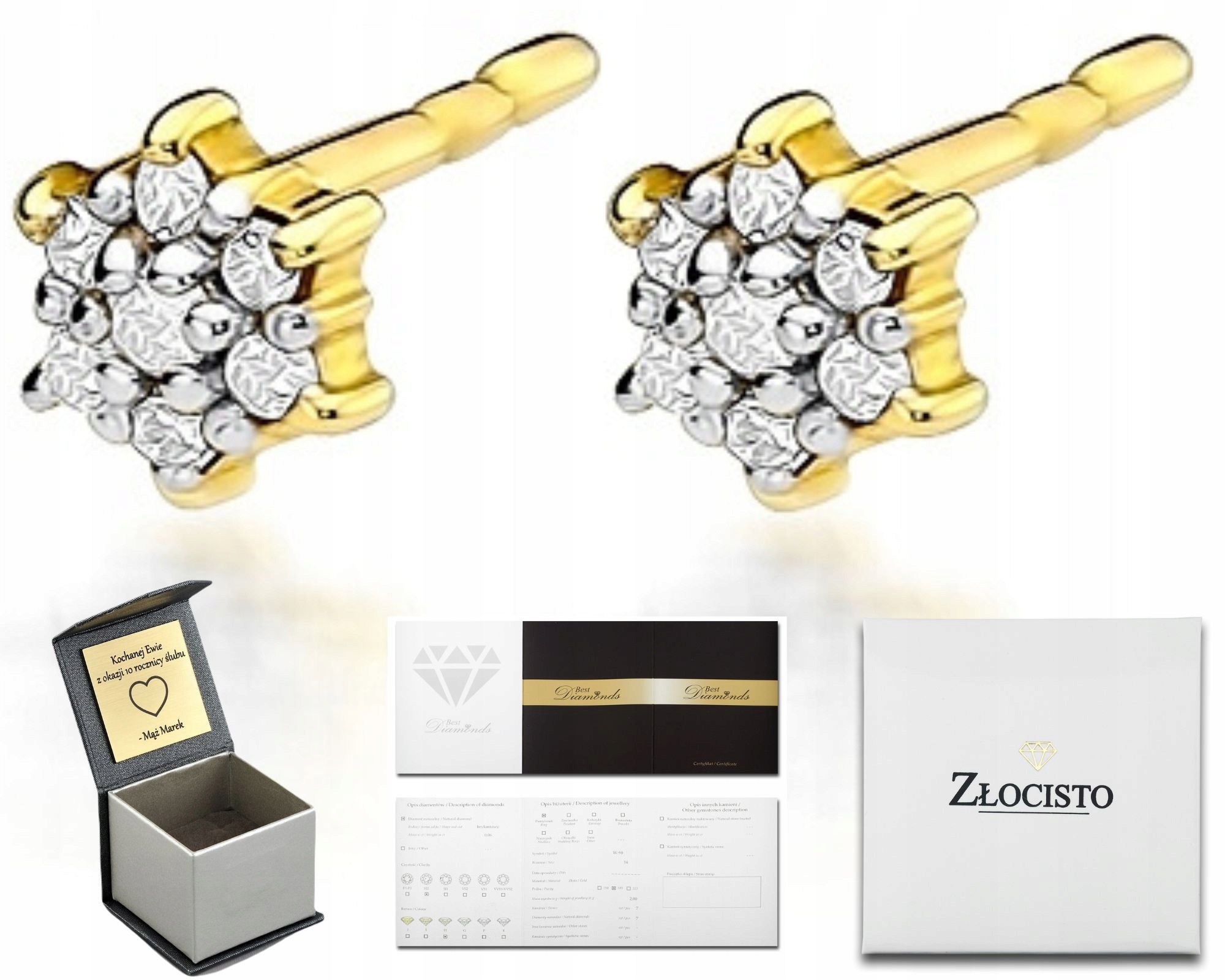 Zlaté Náušnice S Brilianty 0,12 Ct Šrouby