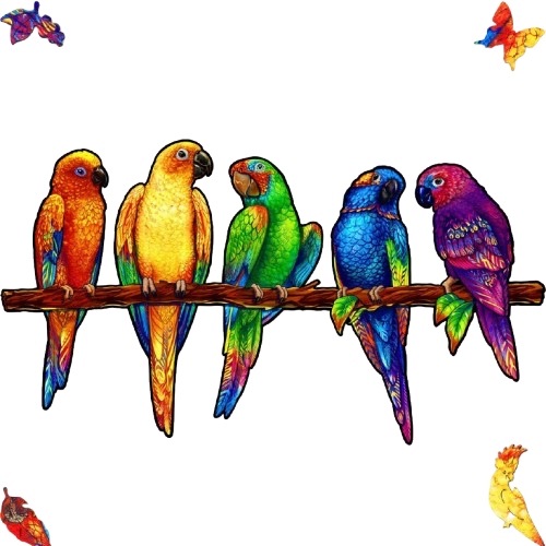 Puzzle Drewniane Dla Dorosłych Figlarne Papugi