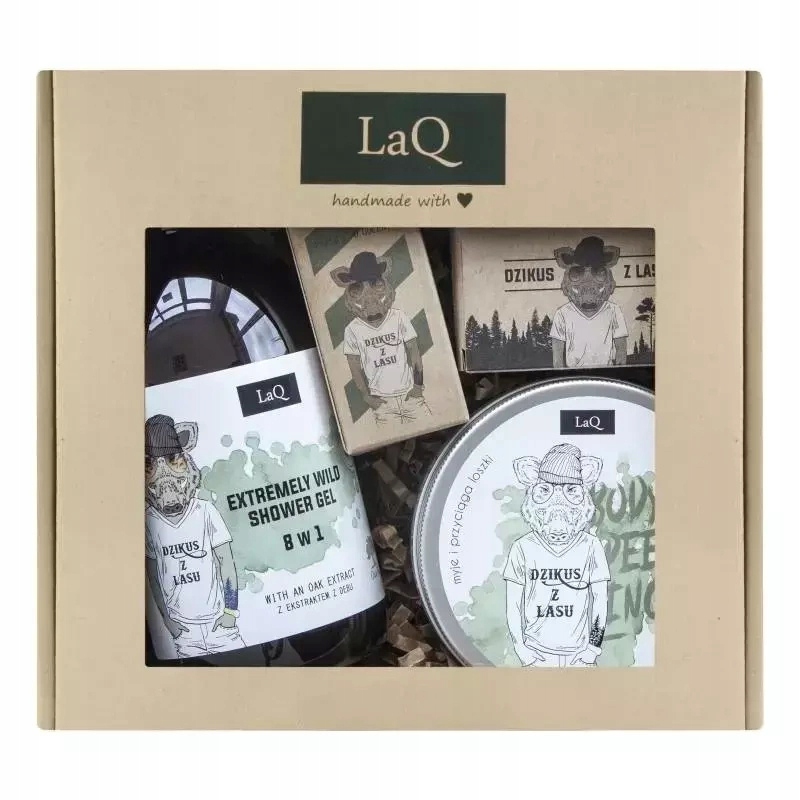 LaQ Dárková sada Divočák – gel, peeling, mýdlo, tělový olej