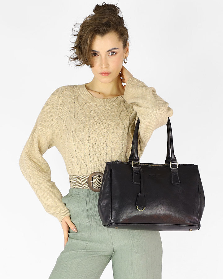 Torebka damska kuferek SKÓRZANY Marco Mazzini Wysokość 23.5 cm