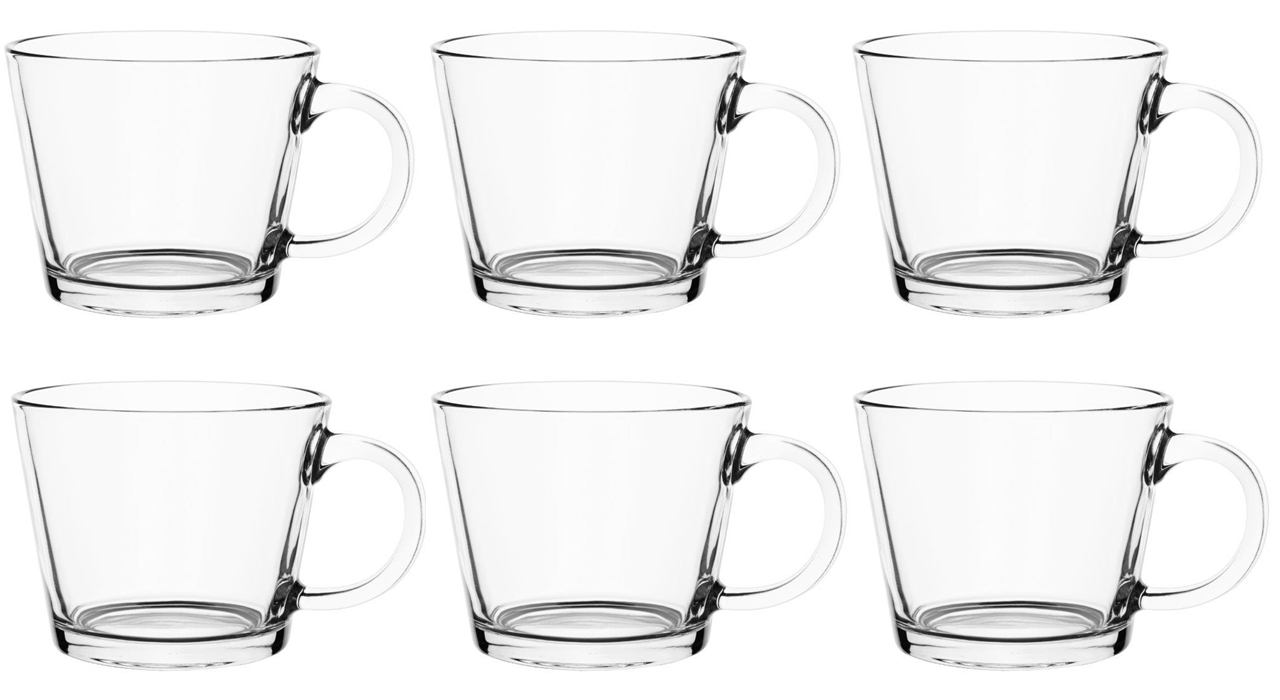 SZKLANKA KUBEK FILIŻANKA 6x 380 ml z uchem komplet