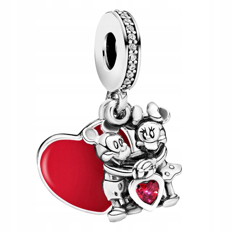 Stříbrný Přívěsek Korálek Charms Dámský ryzost 925 Myšky a Srdce Krabička