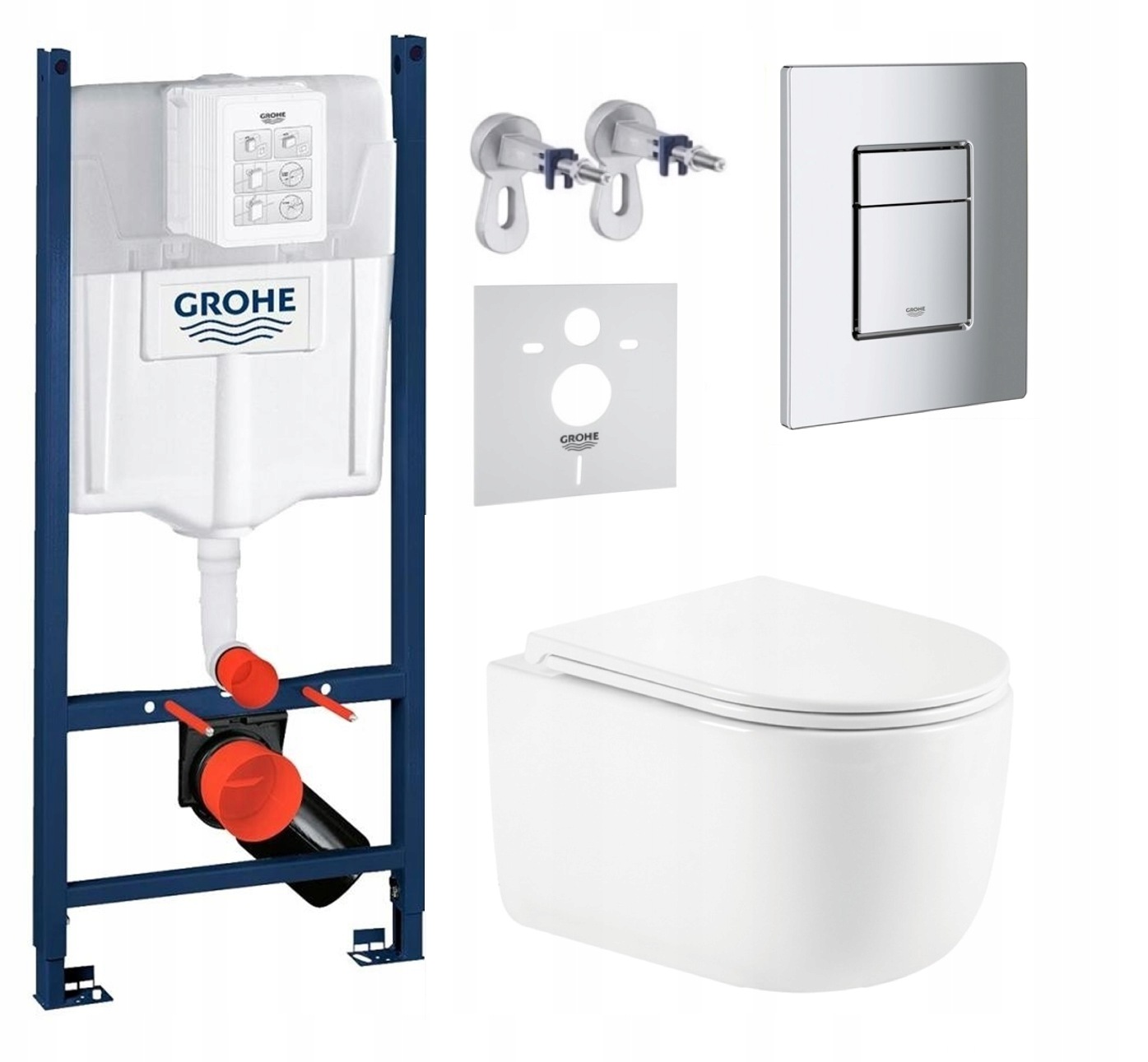 Zestaw Wc Stelaż Grohe Rapid z miską Tornado Lesna i przyciskiem chrom mat