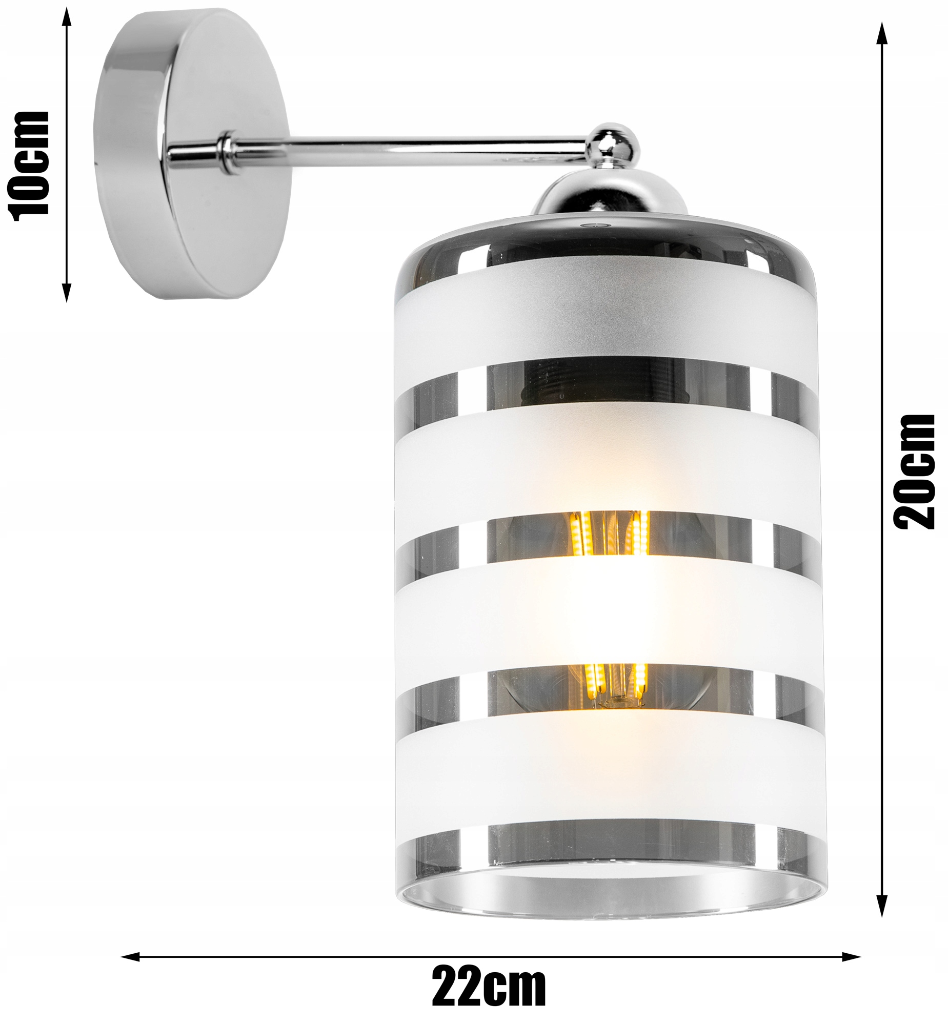 NOWOCZESNA SZKLANA LAMPA ŚCIENNA KINKIET CHROM LED Kolor biały chrom